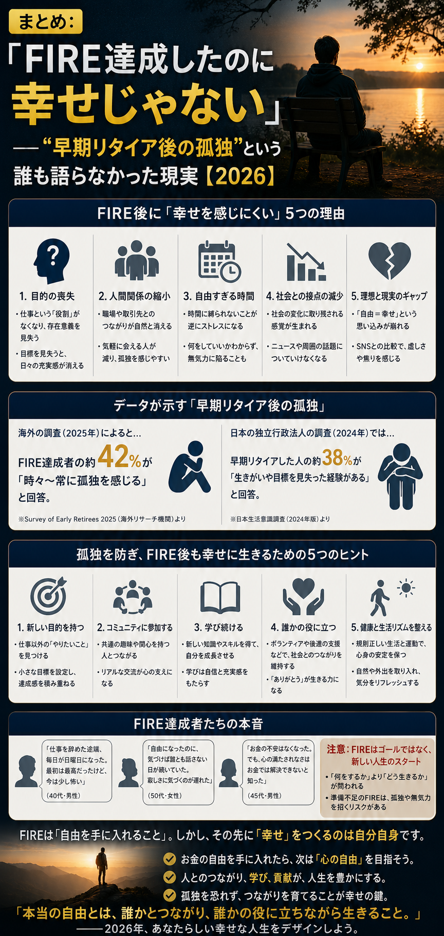 まとめ：「FIRE達成したのに幸せじゃない」──“早期リタイア後の孤独”という誰も語らなかった現実【2026】